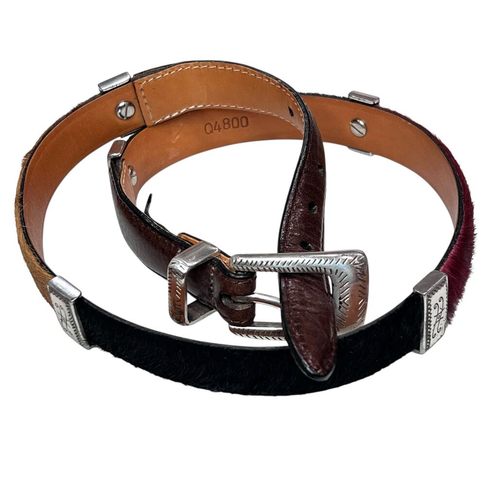 Brighton Cabonas Leather Belt Womens M 30 Multicolor Horse Hair Concho Western‎